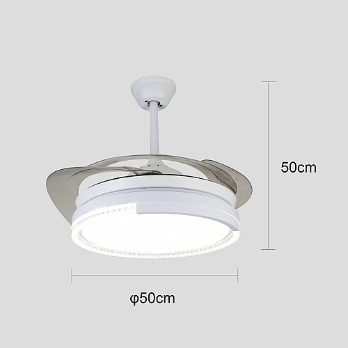  منتج نجف مروحة شكل ابيض بتصميم ريش قابلة للطي جميل واضاءة فاخرة متعددة الألوان ( كريمي + اصفر + ابيض ) 50 سم-HA/C5289FAN/500WH+3C
