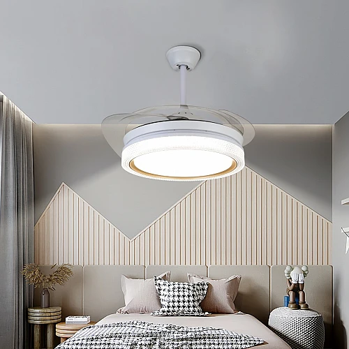 مروحة السقف القابلة للطي ذهبي لون الانارة 3اضاءات 50 سم