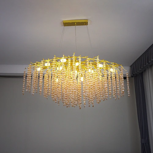  صورة منتج نجف مودرن 1200 ذهبي مع شفاف مع عسلي E14*16 لمبة موديل HA/C5316/160GD+CL+TE