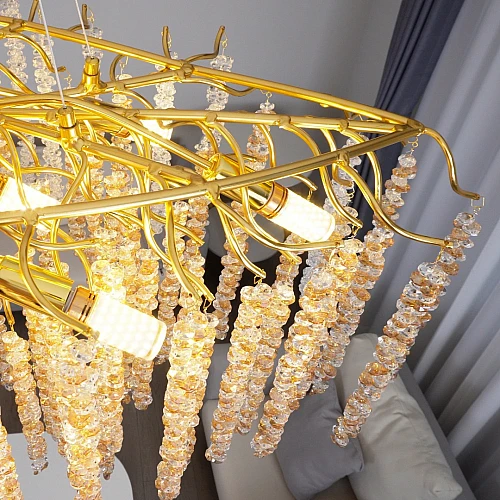  صورة منتج نجف مودرن 1200 ذهبي مع شفاف مع عسلي E14*16 لمبة موديل HA/C5316/160GD+CL+TE