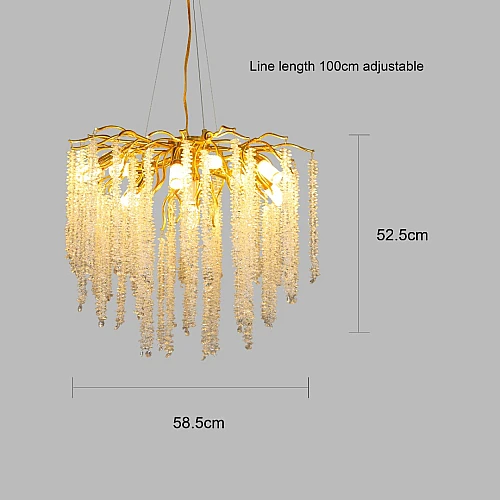 نجف مودرن شكل ذهبي مع شفاف تصميم حديث وأنيق E14*10 لمبة. مقاس 60 سم