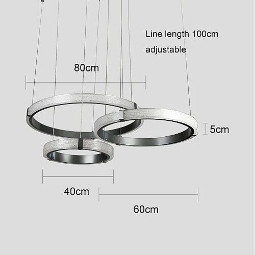 ثريا مودرن أنيقة 3 حلقات اضاءة سقف مودرن متعددة الألوان ( شمسي + اصفر + ابيض ) 225 واط اضاءة عصرية وجميلة