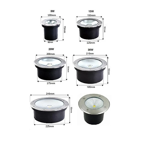 كشاف دفن 19.5 سم ارضي غاطسة لون الانارة ابيض 30 واط