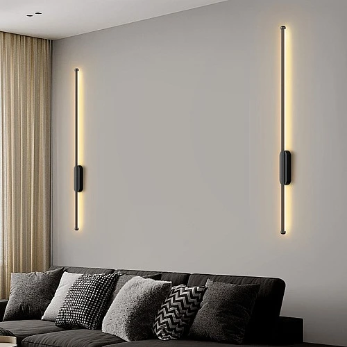  منتج ابليك جداري بتصميم هندسي حديث يعمل بالبطارية عود شكل اسود متعددة الألوان ( كريمي + اصفر + ابيض )-WA/C5292/BK+3CO