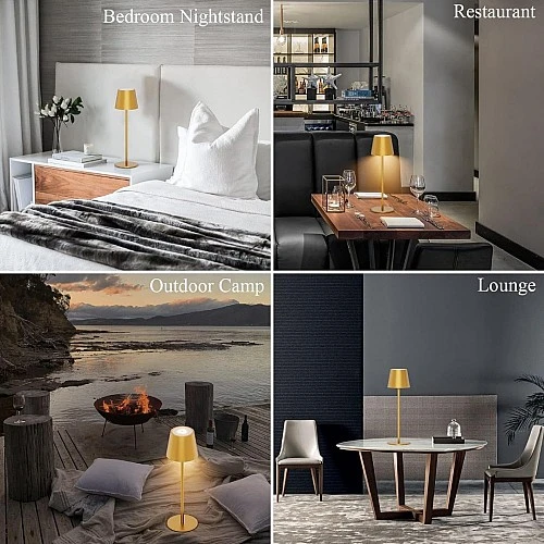  منتج اباجورة بطارية بدون أسلاك زيتي لون الانارة 3اضاءات تعمل باللمس-BA/T2436/CR+3CO