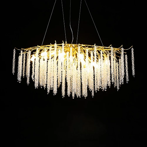 نجف مودرن العرض 1.60 متر ذهبي مع شفاف E14*16L مقاس 1600 ملم (تُضاف رسوم الأوزان الثقيلة)