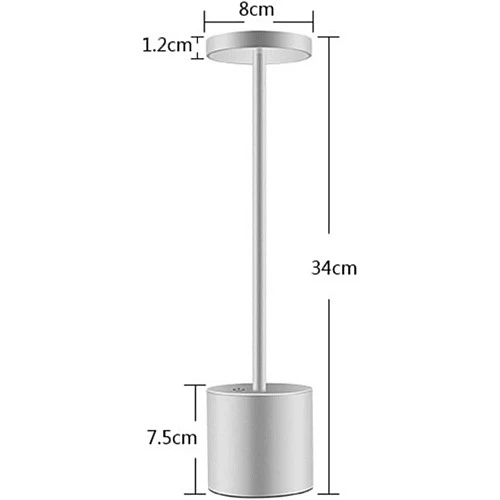  منتج اباجورة بطارية بدون أسلاك فضي لون الانارة 3اضاءات تعمل باللمس-BA/T2434/SL+3CO