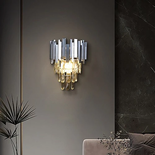 ابليك جداري مودرن كريستال فضي E14