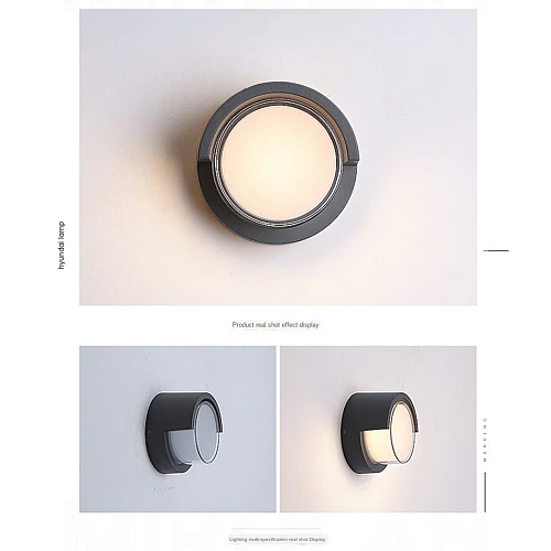  منتج إنارة جدارية خارجية كشاف بوابة بتصميم دائرة بإضاءة هادئة ومريحه لون الإنارة اصفر 12 واط-9357/12W/BK+WW