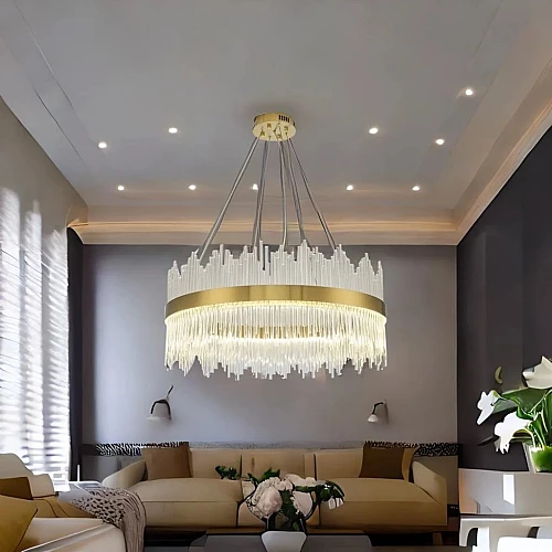 نجف لون الشكل زيتي إضاءة سقف مودرن متعددة الألوان ( شمسي + اصفر + ابيض ) اضاءة فاخرة وجميلة قطر 60 سم (هذا المنتج متاح في جدة و الرياض فقط)