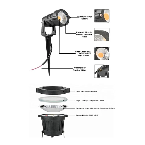 كشاف حديقة غرس متحرك لون الاضاءة اصفر 15 واط