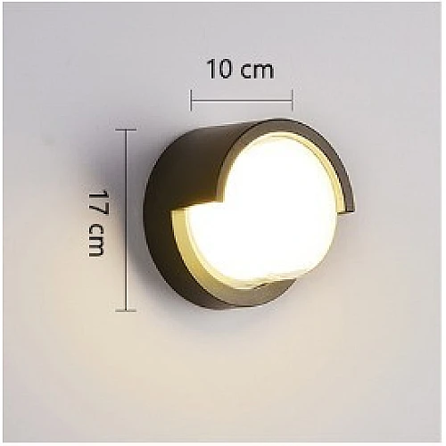  منتج إنارة جدارية خارجية كشاف بوابة بتصميم دائرة بإضاءة هادئة ومريحه لون الإنارة اصفر 12 واط-9357/12W/BK+WW