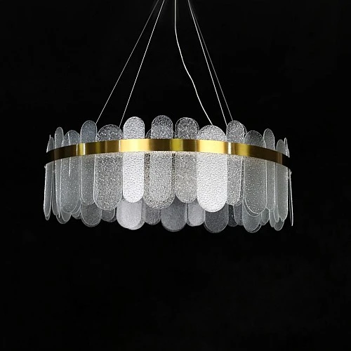 نجف مودرن شكل ذهبي متعددة الألوان ( كريمي + اصفر + ابيض ) تصميم راقي وهادئ قطر 80 سم