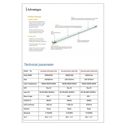 كرتون لمبة قلم T8 ليد 30 حبة لون الانارة اصفر 1.20 متر 40 واط- (هذا المنتج متاح في جدة و الرياض فقط)