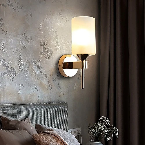 إنارة جدارية و ابليك جداري مودرن لون الشكل ذهبي مع ابيض تصميم فاخر وجميل E27*1 لمبة مفرد