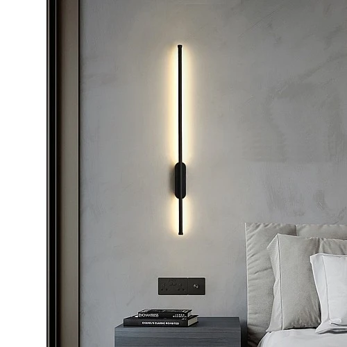  منتج ابليك جداري بتصميم هندسي حديث يعمل بالبطارية عود شكل اسود متعددة الألوان ( كريمي + اصفر + ابيض )-WA/C5292/BK+3CO