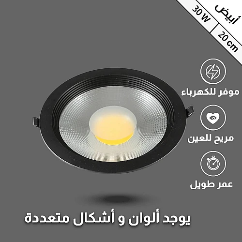 كشاف دفن اسود لون الانارة ابيض 20 سم 30 واط