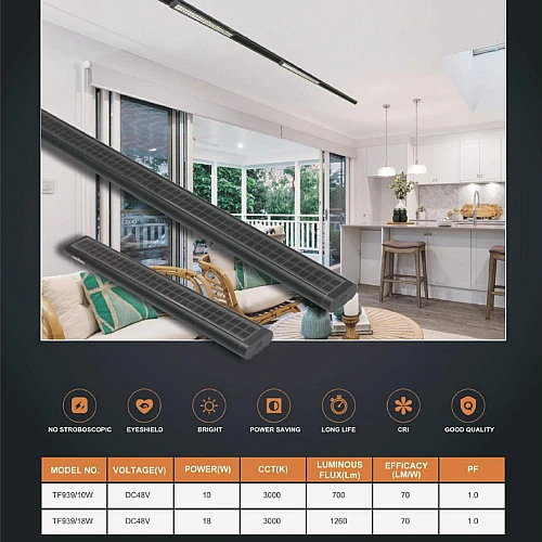 كشاف مسطرة عدسات مجرى مغناطيس لون الانارة اصفر 18 واط (الترا SLIM يحتاج الى ترنس) توفل