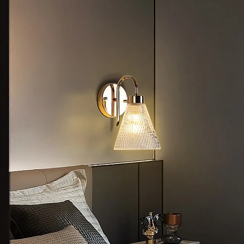 إضاءة لايت نيست جدارية مودرن ذهبي مع شفاف E27 مفرد