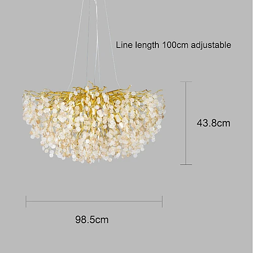 نجف مودرن ذهبي مع عسلي مع شفاف E14*15 لمبة مقاس 100 سم