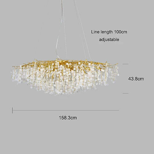 نجف مودرن ذهبي مع شفاف مع ابيض E14*16 لمبة 160 سم