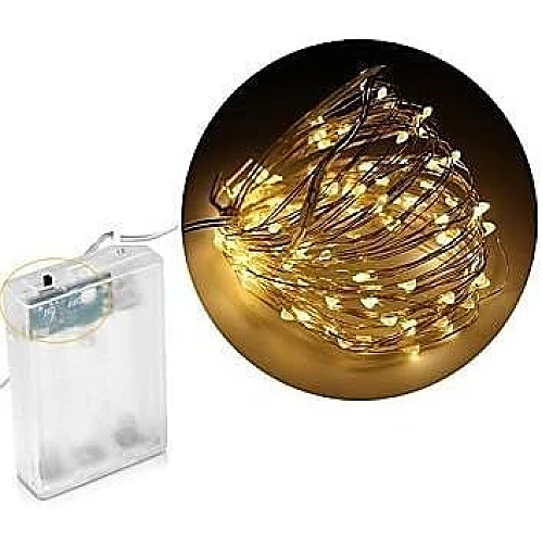 أضواء LED صفراء تعمل بالبطارية 2 متر