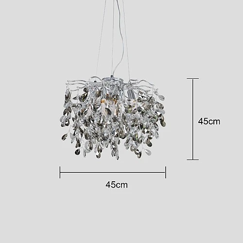 نجف مودرن قطر 45 فضي مع رمادي مع شفاف E14*6L سم