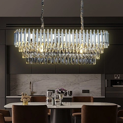 نجف مودرن 800*300 فضي مع ذهبي E14*10L مقاس 80*30 سم