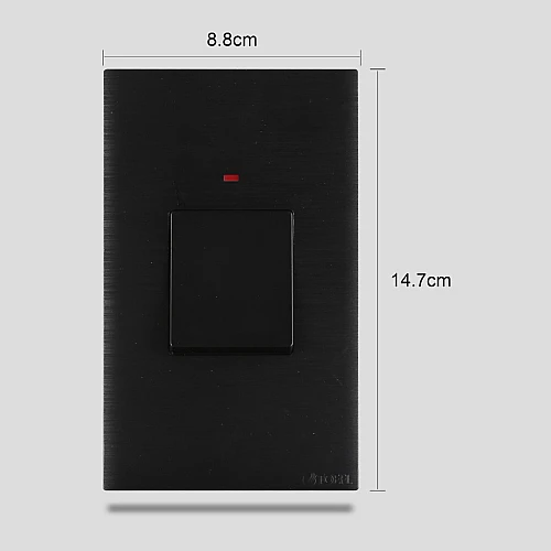 مفتاح مكيف مستطيل 45 امبير لون اسود بيانو بلاتيني