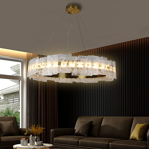 نجف مودرن زيتي لون الانارة 3اضاءات 75 واط قطر 100 سم