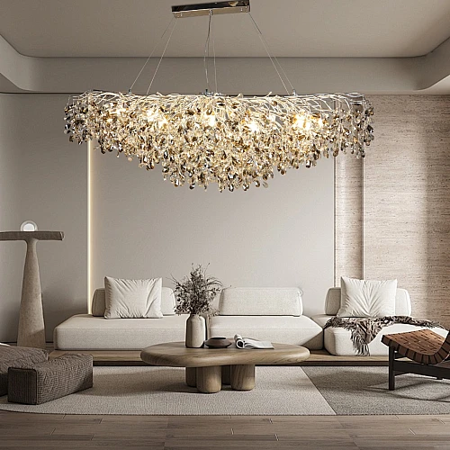 نجف مودرن قطر 160 فضي مع رمادي مع شفاف E14*16L سم