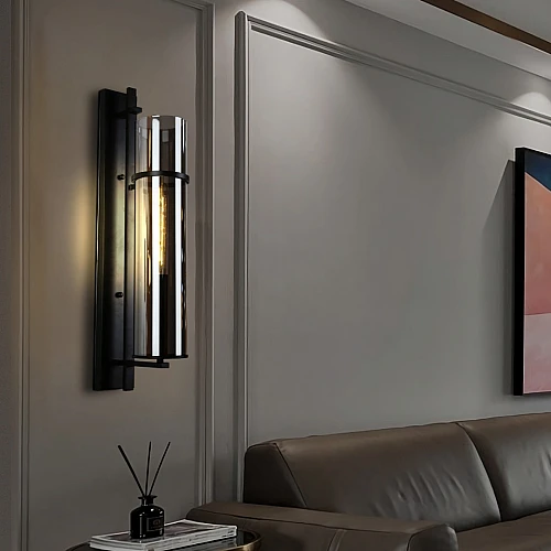 إضاءة سباركل وول جدارية مودرن مفرد اسود مع رمادي لمبة 1