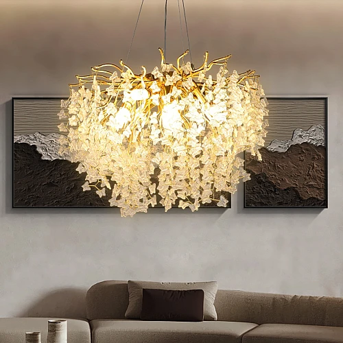 نجف مودرن قطر 60 ذهبي مع شفاف E14*10L سم