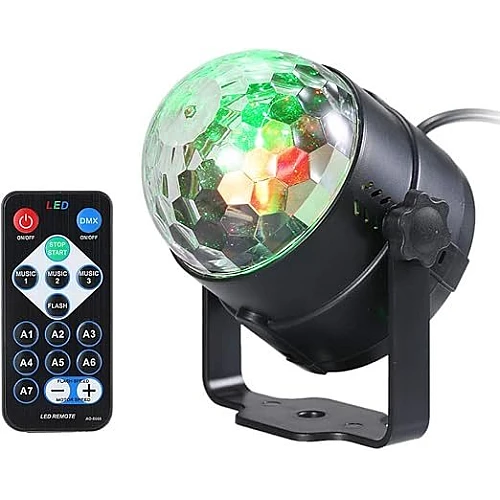 مصباح كرة ديسكو LED RGB متعدد الألوان مع ريموت وUSB للحفلات والمناسبات