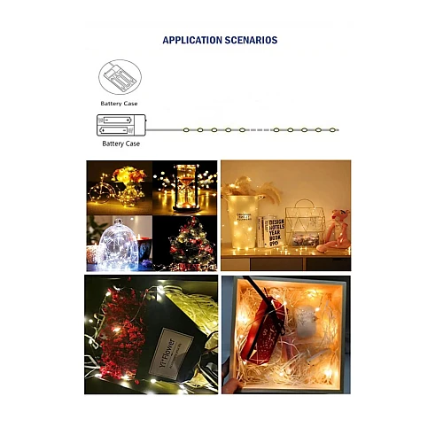 أضواء LED صفراء تعمل بالبطارية 2 متر