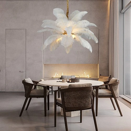 نجف مودرن ريش ابيض E14*4L قطر 700 ملم