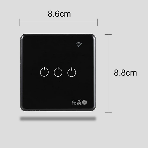 مفتاح ثلاثي غطاء اسود ذكي تحكم عن بعد Wifi سهل الاستخدام يعمل باللمس تحكم بالجوال متوافق مع اليكسا وجوجل هوم توفل