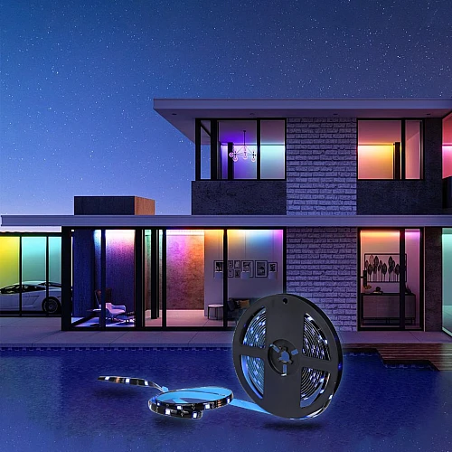 شريط إضاءة مخفية زينة ستريب لايت لاصق لون الانارة ملون RGB وتر بروف مقاوم للماء طول 5 متر 5 فولت يعمل عبر منفذ USB