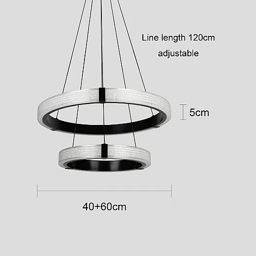 نجف مودرن حلقتين اسود لون الانارة 3اضاءات 115 واط