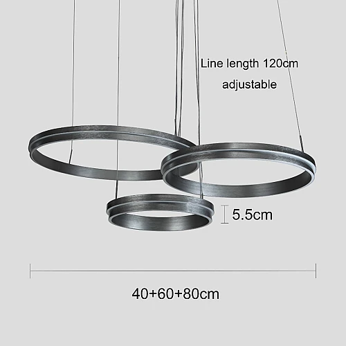علاقي مودرن 3حلقات رمادي مع3 اضاءات 275 واط