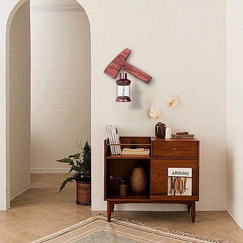  منتج إضاءة جداري فأس على فانوس تراثي مع خشبي-WA/C5746/BM