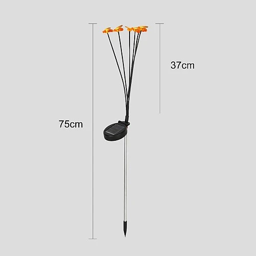 كشاف حديقة شكل نحلة غرس طاقة شمسية اسود لون الانارة اصفر 6 بتلات
