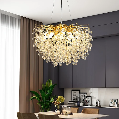 نجف مودرن ذهبي مع شفاف E14*10L مقاس 600 ملم