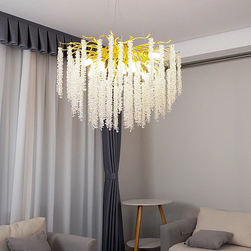 نجف مودرن ذهبي مع شفاف E14*13 لمبة مقاس 80 سم