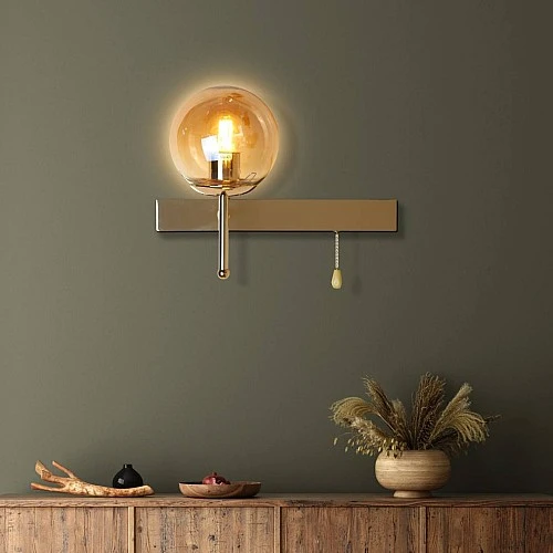  صورة منتج ابليك حائط جداري مودرن مفرد ذهبي E27*1L موديل WA/C5835/1FGD