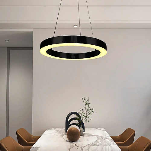 علاقي مودرن قاعدة واحدة اسود لون الانارة اصفر 36 واط قطر 50 سم