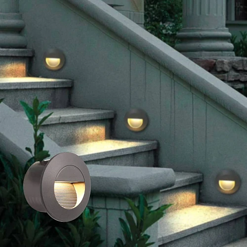 اضاءة درج دفن شكل اسود لون الانارة اصفر 5 واط اضاءة مشرقة وجذابه