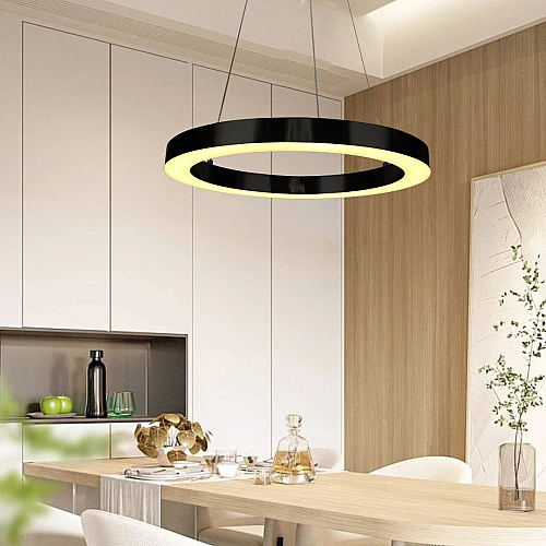 علاقي مودرن قاعدة واحدة اسود لون الانارة اصفر 48 واط قطر 60 سم