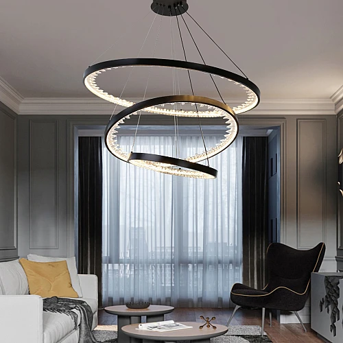 نجف مودرن اسود لون الانارة 3اضاءات 400*600*800 125 واط