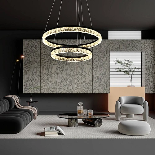 نجف مودرن مقاس 40*60 سم اسود لون الانارة 3 اضاءات 75 واط